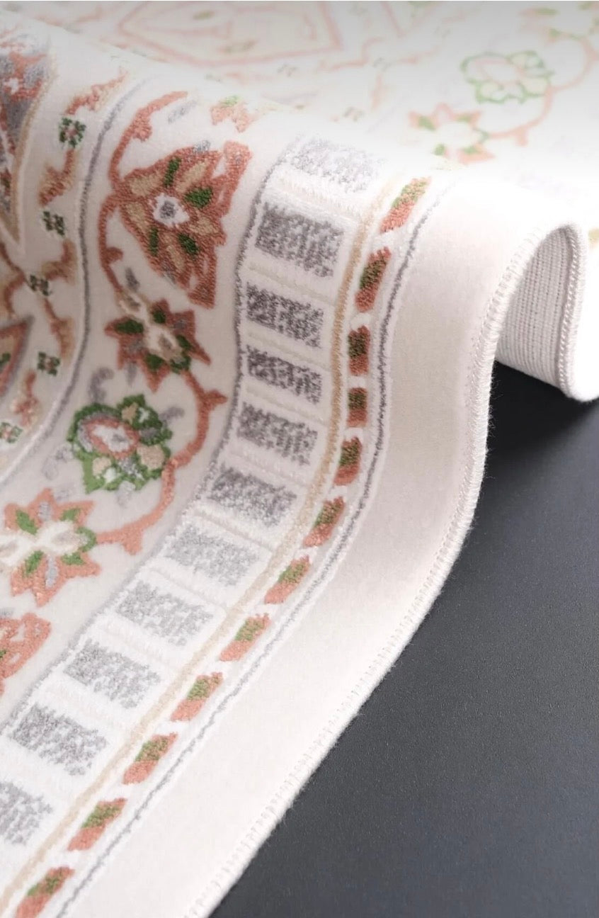 Luxury Woven Prayer Rug - Soft Acrylic & Natural Yarn Blend - Geometric Pattern - 70x110 cm