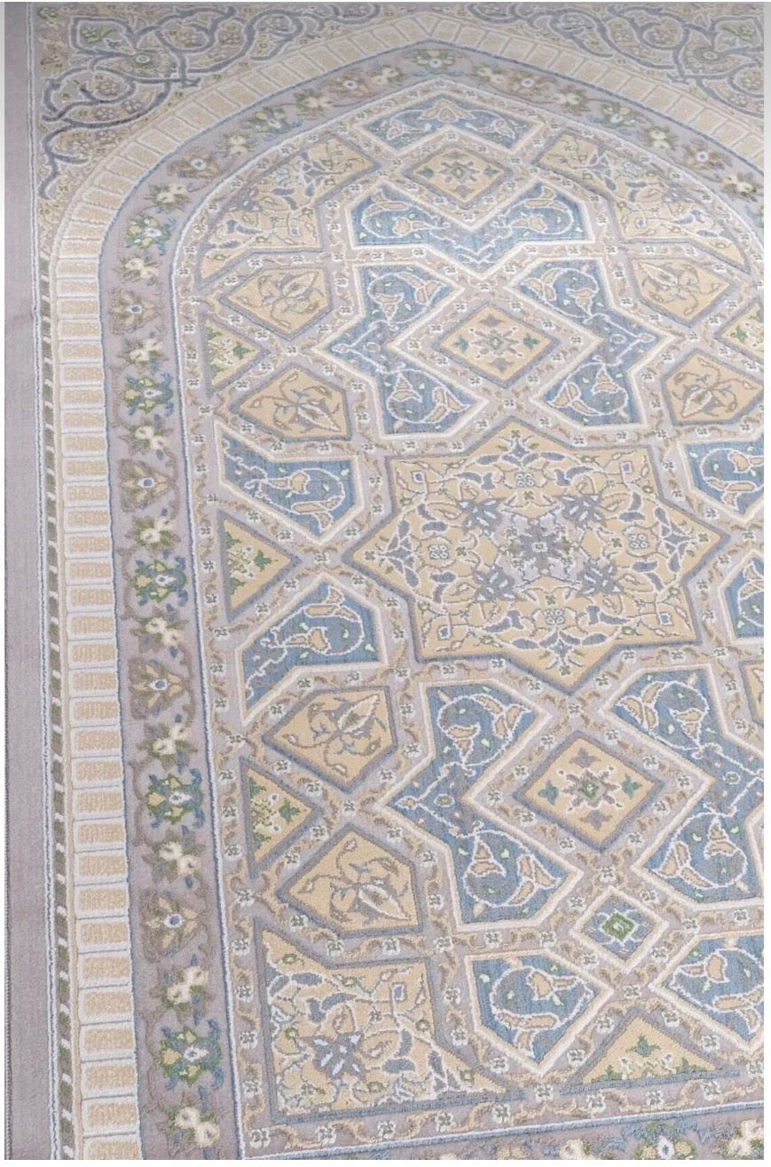 Luxury Woven Prayer Rug - Soft Acrylic & Natural Yarn Blend - Geometric Pattern - 70x110 cm