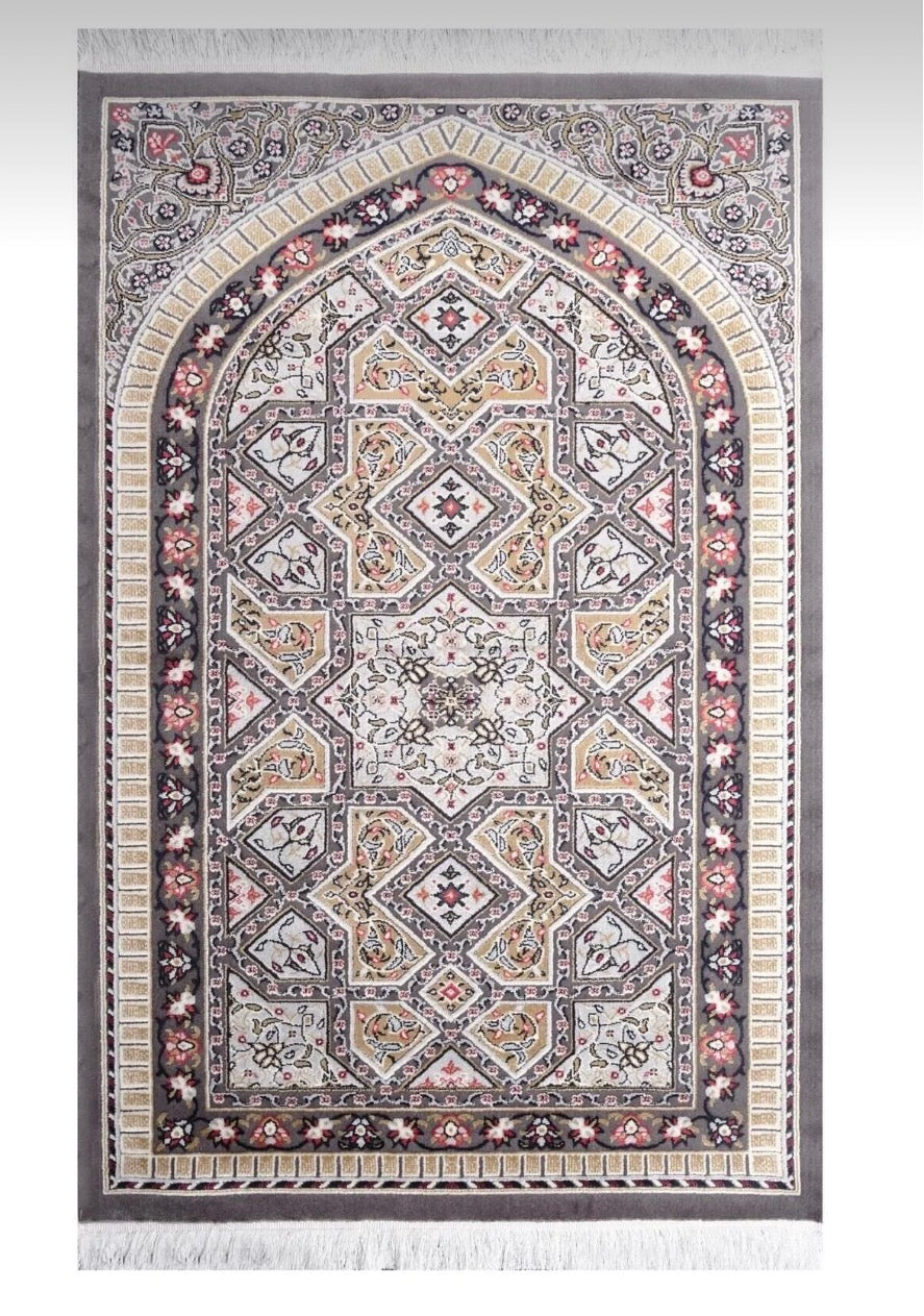 Luxury Woven Prayer Rug - Soft Acrylic & Natural Yarn Blend - Geometric Pattern - 70x110 cm