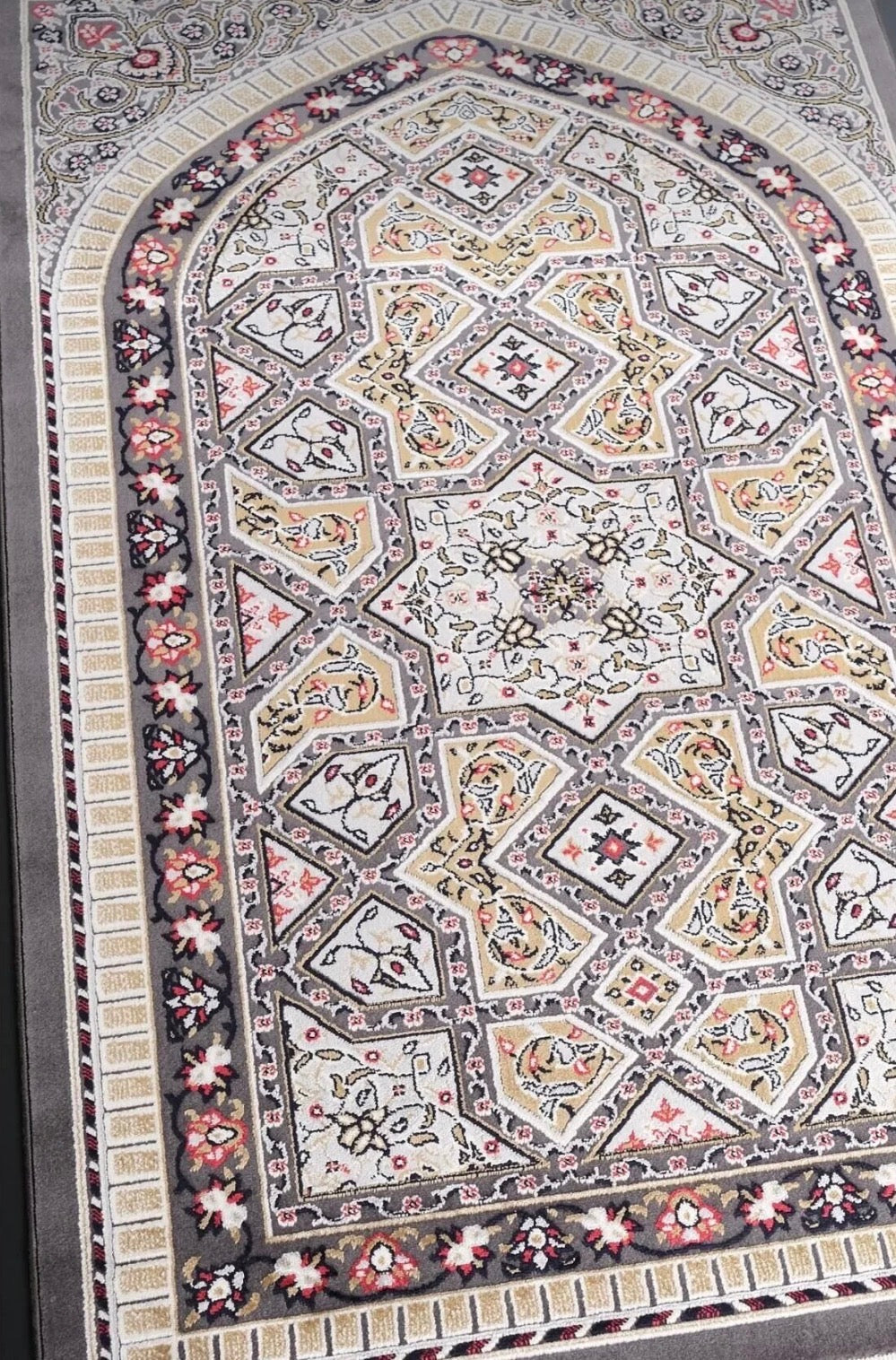 Luxury Woven Prayer Rug - Soft Acrylic & Natural Yarn Blend - Geometric Pattern - 70x110 cm